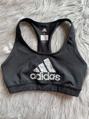🐶Adidas Black Sports Bra with White Logo - Size S